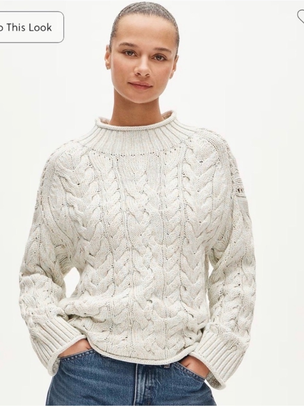 J.Crew NWT Marled Roll neck 💯 cotton cable sweater